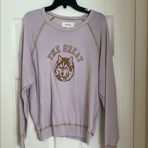 THE GREAT. Women's Light Purple Wolf Sweater